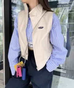 ◆ SLOPPY スロッピー フェイクレザー ベスト　ジャケット クロップド丈