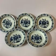 小皿　青い花柄の皿5枚セット