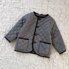 キッズ　ジャンバー　キルティングジャケット　100　グレー　グリーンレーベル
