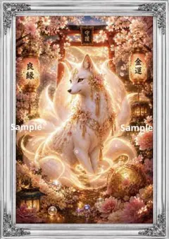 『桜守の白狐 ～良縁・金運・守護～』 春爛漫 開運ヒーリングアート