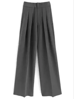 GRL ダブルタックワイドパンツ pm370 グレー M