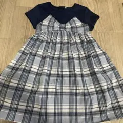 べべ マドラスチェックドッキングリボンワンピース