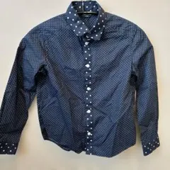 【美品】コムサイズム キッズ シャツ 130A ネイビー ドット柄 フォーマル
