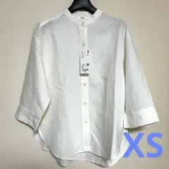 UNIQLO ユニクロ リネンブレンドバンドカラーシャツ /七分袖