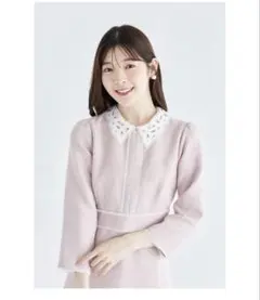 完売品【新品タグ付】２ＷＡＹレース襟付きラインレース×ツイードワンピース(白)