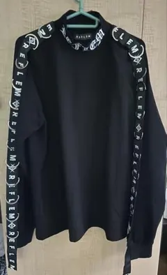極美品 Lサイズ タングラム デカロゴ 総柄 モックネックシャツ 吸汗速