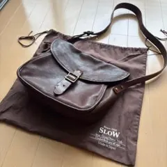 【美品】SLOW ブラウン レザー ショルダーバッグ 本革