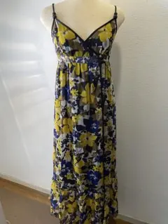 花柄ノースリーブマキシロングワンピース　日本製