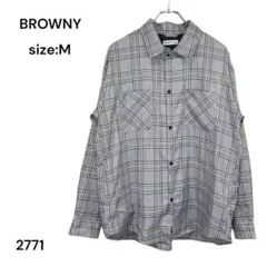 ブラウニー　BROWNY シャツ　トップス　Ｍ　チェック　長袖　おしゃれのサムネイル