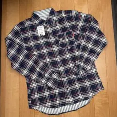 【新品タグ付】ミキハウス大人用 リバーシブル長袖シャツ M チェック ストライプ