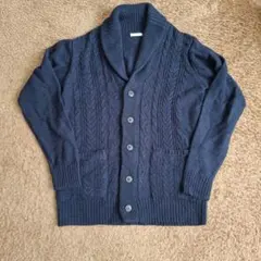 GUネイビー ケーブルニット カーディガン