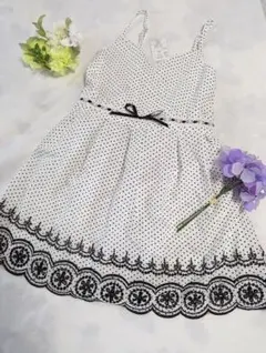 新品未使用　160 キャミワンピ　ドット柄レース　Y2K平成フェアリーグランジ