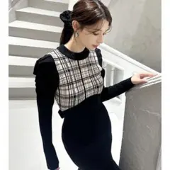 チェックジャガードマーメイドニットワンピース RESEXXY リゼクシー