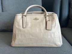 COACH ベージュ クロコ型押し ハンドバッグ