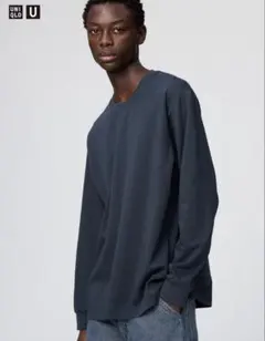 UNIQLO U エアリズムコットンクルーネックTシャツ　ネイビー　S