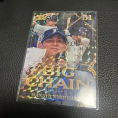 埼玉西武ライオンズ　西川愛也　ビッグチェーンネックレス　カード