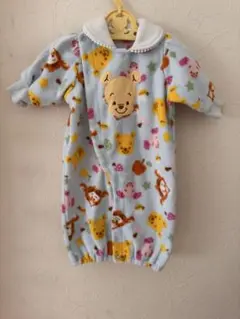 プーさん フリースロンパース 水色