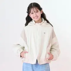メゾピアノジュニア　ジャケット フード付き　撥水　ベージュ　140cm