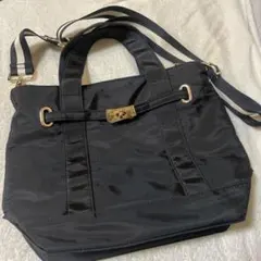 SHIPS ブラック ナイロン2wayバッグ　トートバッグ ショルダーストラップ