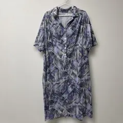 Julie BLERVACQUE 総柄 膝丈ワンピース 半袖 パープル レトロ