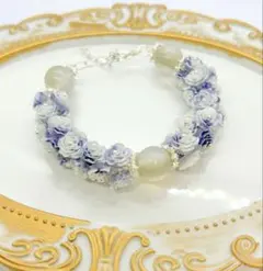 ブレスレット 天然石風 ガラスビーズ 花パーツ 豪華 キラキラ レディース ②