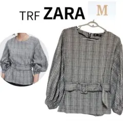 ZARA TRF M 長袖チェックシャツ　5分　トップス　ブラウス　シャツ　M