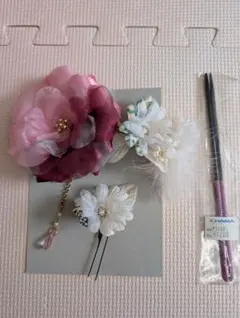 花飾りセット ピンク ワインレッド