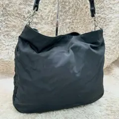 【美品】グッチ ハンドバッグ ブラック バンブー キャンバス ユニセックス