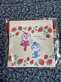 【新品】アンパンマンこどもミュージアム　限定　ドキンちゃん　いちご柄　巾着
