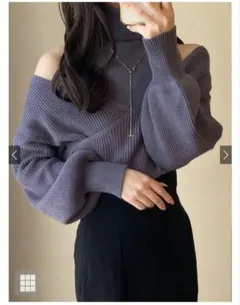 カシュクールタートルネックニットトップス[ru1018]