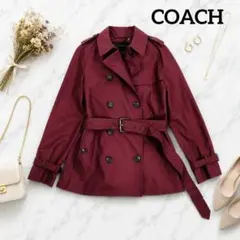 極美品 COACH トレンチコート ベルト ワインレッド ダブルボタン ショートのサムネイル