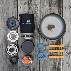JETBOILZIPバーナー本体美品&専用五徳&新品純正OD缶と保護カバーセット
