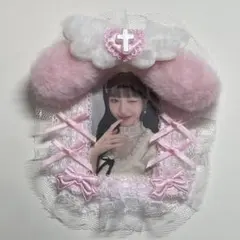 トレカケース フリル レースデコ うさ耳 うさぎ ピンク 白 ホワイト