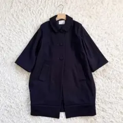 【着用5.6回】IENA♡イエナ　ウールバルーンコート　ベルスリーブ　ネイビー