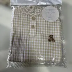 petit main くま刺繍Wガーゼパジャマ 90cm 綿100%のサムネイル