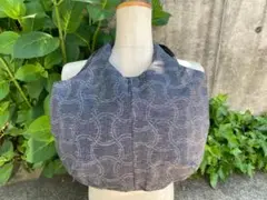 ＊着物リメイク　正絹...ビーンズ型サブバック　〘秋葉紬〙№７＊