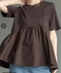 オペークドットクリップ　ペプラムドッキングカットソー【S】サイズ