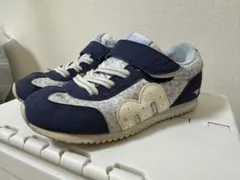 ミキハウス　Mizuno ネイビー 花柄 スニーカー 19.5cm
