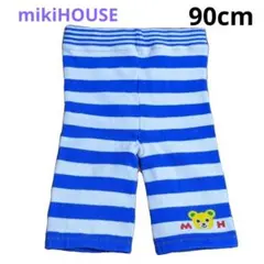 ミキハウス　90cm クマ刺繍のストライプ　厚手スパッツ ズボン