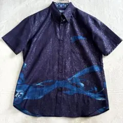 まんぼう様専用　MAJUN かりゆし シャツ L ネイビー 総柄