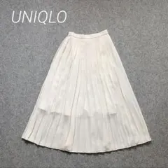 UNIQLO ユニクロ シフォンプリーツロングスカート ウエストゴム アイボリー