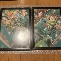 ジョジョの奇妙な冒険　額付きポスター　2部　ジョセフ　シーザー　リサ　2枚セット