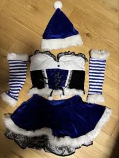 マリームーン　サンタ風ミニドレス 青と白