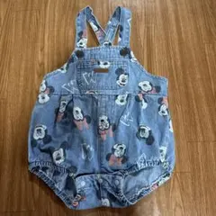 ミッキー&ミニーマウス　デニムロンパース 70cm
