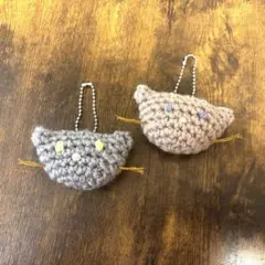 猫のあみぐるみ　キーホルダー　2個セット