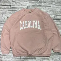 USA古着 スウェット カロライナ ピンクカラー コーデュロイ風デザイン