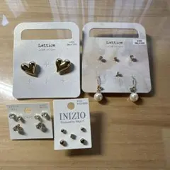 Lattice ピアスセット ハート型とパール付き