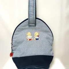 ヴィンテージ バーミューダバッグ ヨット柄 ウッドハンドル 布バッグ 