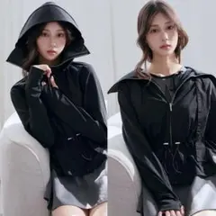 SNIDEL/LUMISHADEサンバイザー付きUVカットパーカー黒BLACKのサムネイル