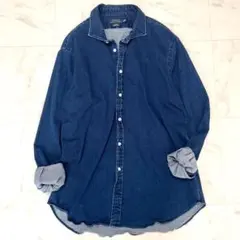 極美品 希少 ポロラルフローレン デニムシャツ ストレッチ インディゴ XXL